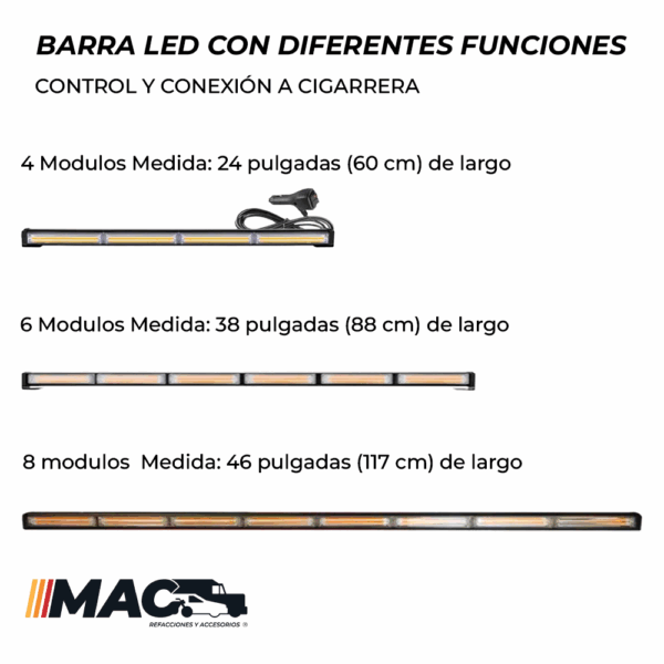BARRA LED 4 MODULOS ROJO/AZUL - Imagen 3